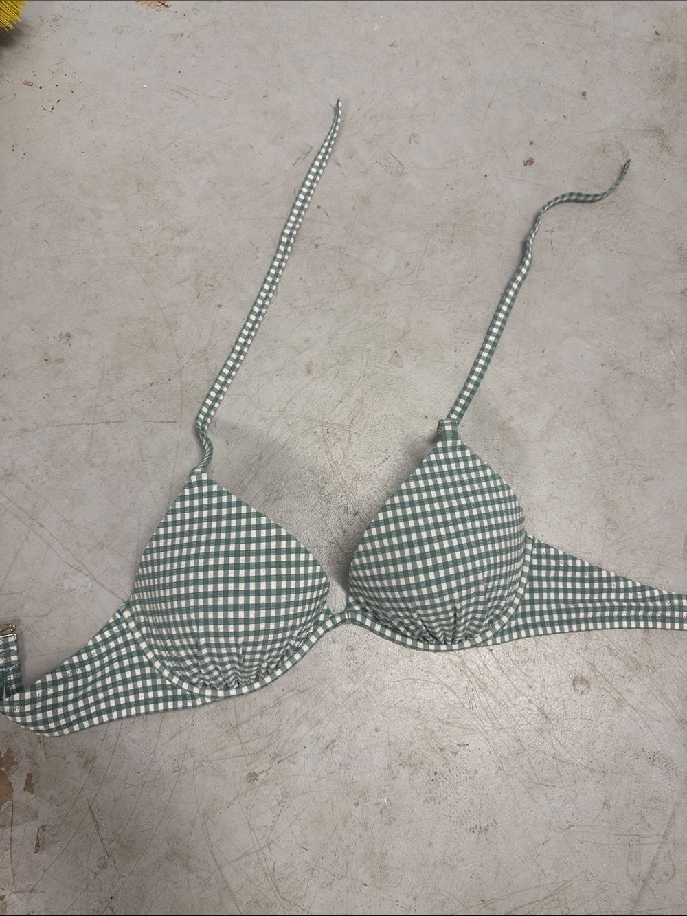 Green Gingham Triangle Bikini Top - 38D - Swimwear - LIKE NEW